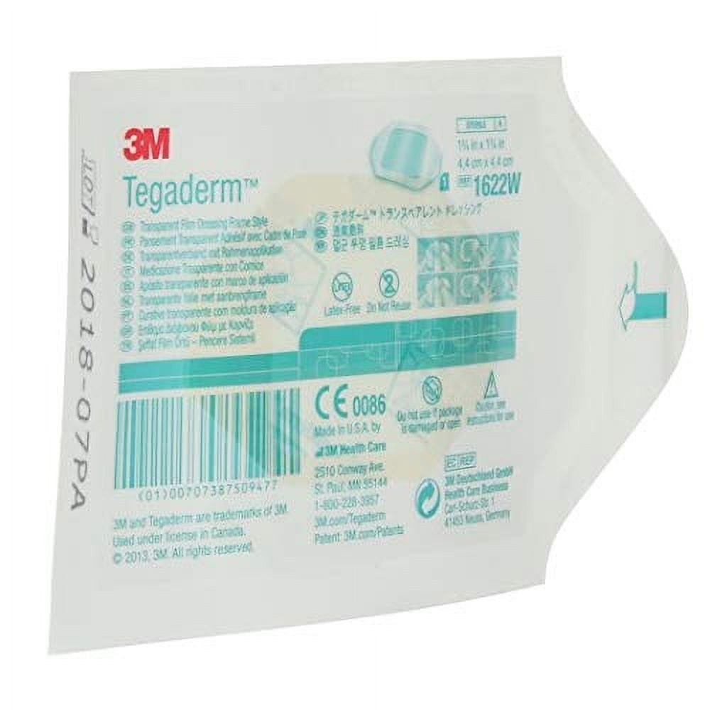 3M Tegaderm 1622W Frame Style Transparent Dressing 1-¾ in. x 1-¾ in. (Box of 100)