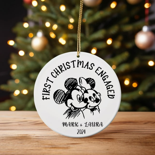 Custom First Christmas DISNEY Engaged Ornament,First Christmas Disney Engaged Baubles,2025 - As Picture - 3-Pack