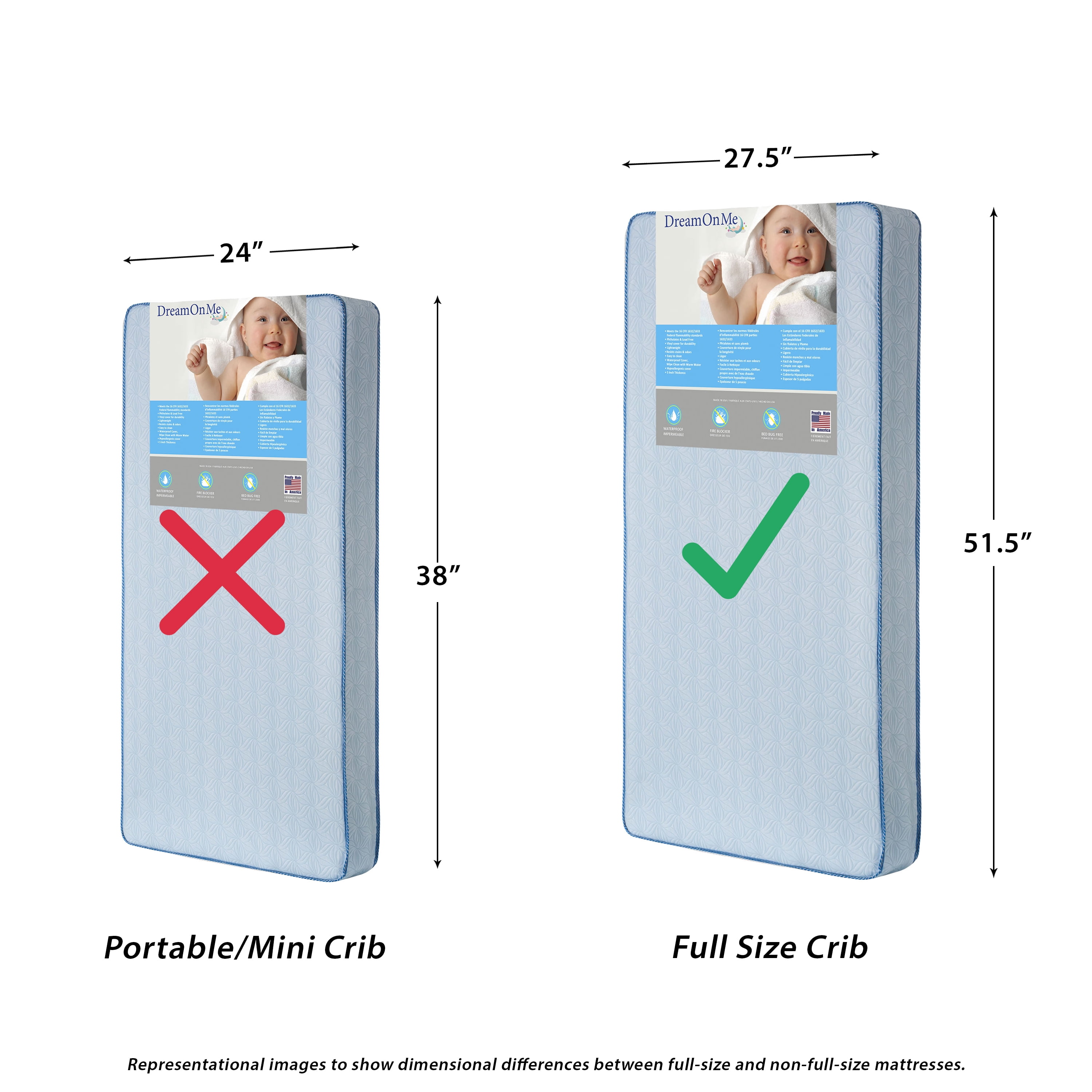 Evolur Dream On Me Twinkle Stars Crib and Toddler 117 Coil Mattress