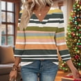 thumbnail image 2 of XUNKUSGA Shirts for Women Casual V Neck 3/4 Sleeve Tops for Women Trendy Comfortable Breathable Ladies Tops and Blouses Basic Tops for Woman S-2XL Green, 2 of 7