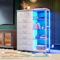 thumbnail image 3 of CHENZM 54" H Dresser for Bedroom with LED Lights & Power Outlets Dresser with 8 Drawers Fabric Dressers & Chests of Drawers, Shelves for Bedroom, Sturdy Metal Frame, Acrylic Plates (White), 3 of 10