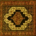 thumbnail image 1 of Ahgly Company Machine Washable Indoor Square Persian Yellow Traditional Area Rugs, 5' Square, 1 of 4