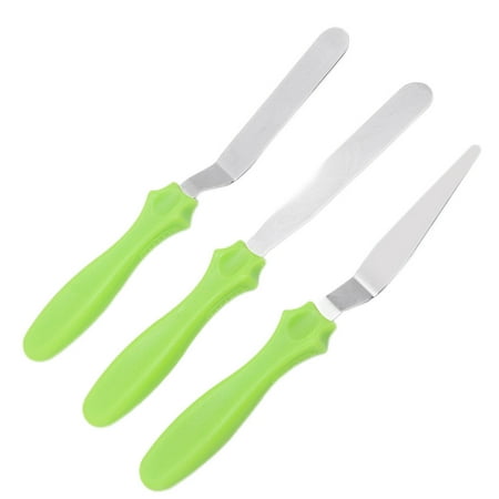 

Worallymy 3 Pieces/Set Stainless Steel Cake Scrapers Handheld Cookie Sugarcraft Food Cream Frosting Spatulas Bakery Tools Accessories Green
