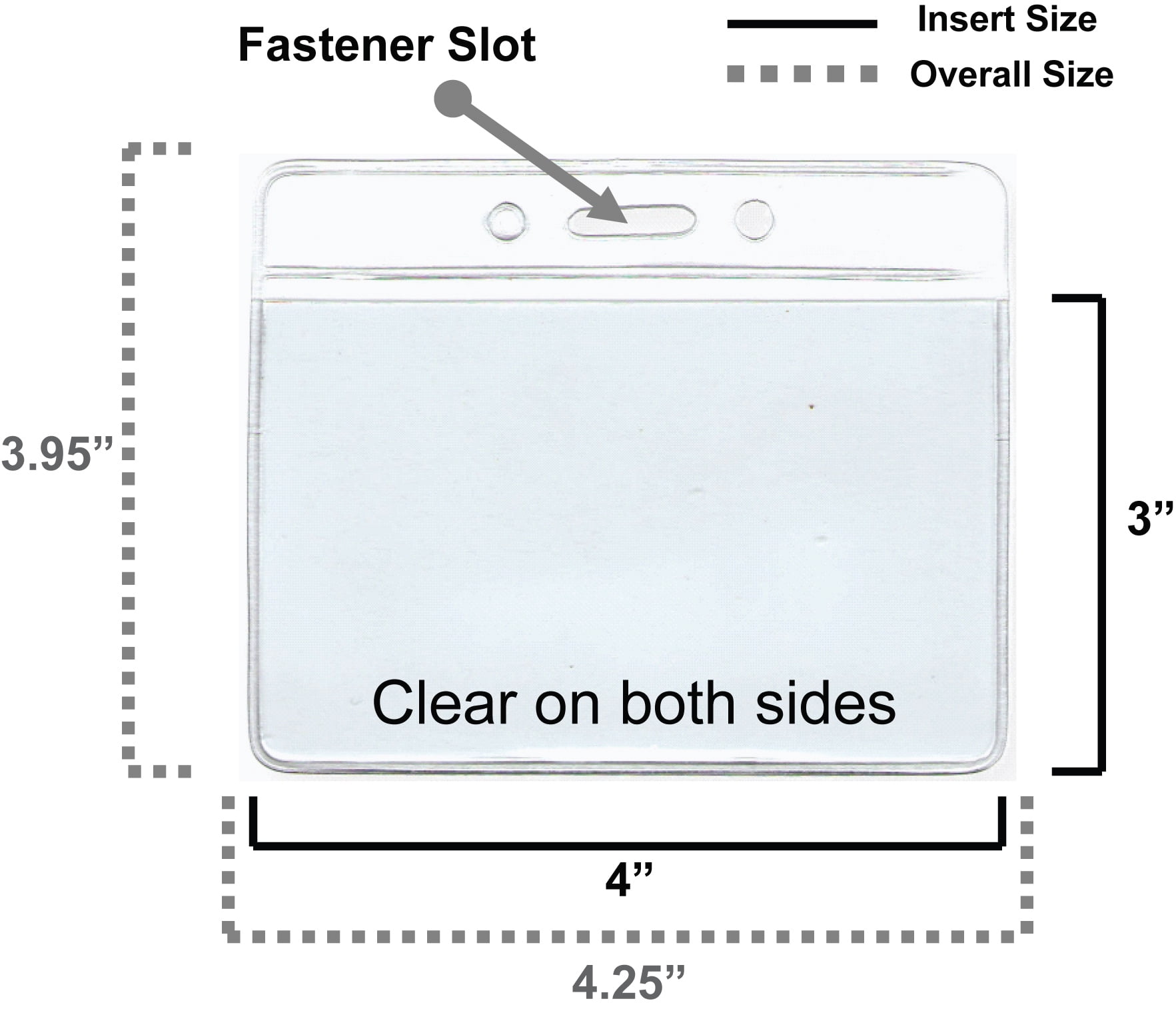 1000pcs - 3" X 4" Horizontal Clear Vinyl ID Badge Holder Plastic Sleeve Name Badges to Hold ID Badges / Cards