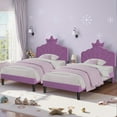 thumbnail image 6 of VECELO Twin Size Platform Bed Frame with Crown Headboard, Adjustable Height Upholstered Bed for Bedroom, No Box Spring Needed, Purple, 6 of 11