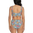 thumbnail image 3 of Wukai Colorful Llama Women's Bikini Set Two Piece,wimsuit High Waisted V Neck Twist Front Adjustable Spaghetti Straps Bathing Suit-Medium, 3 of 7