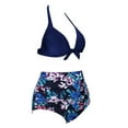 thumbnail image 6 of QLEICOM Womens Swimsuits Tummy Control Plus Size Swimsuit Coverup Fashion Bikini Set Swimsuit Two Piece Filled Swimwear Hard Pack Steel Support Beachwear Blue XL, 6 of 7