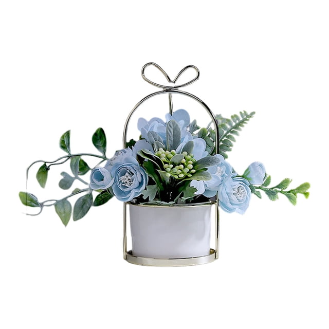 Marco portátil de hierro forjado, decoración de bonsái de hortensias, decoración para el hogar, estudio, oficina, boda, decoración de flores