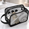 thumbnail image 4 of Toiletry Bag, White Mesh Portable Handheld See Through Organizer, 1 Pack Lightweight Travel Shower Makeup Storage Pouch for Men Gym Vacation Bathroom Trip Personal Care Supplies Arrangement, 4 of 5