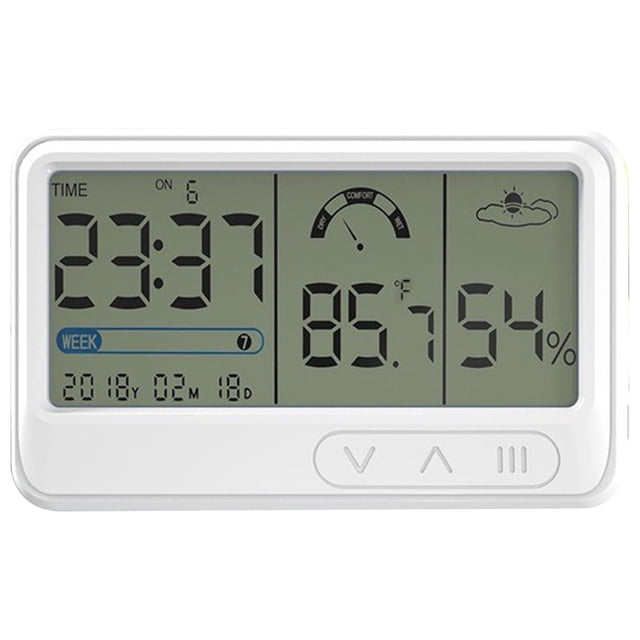 Digital Alarm Clock Digital Alarm Clock with Background Lighting, Lcd Weather Display, Temperature and Humidity Screen, Sleep Alarm, Electronic Management Reminder Digital Clock Large Display