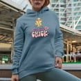 thumbnail image 2 of One Cute Chick, Retro Chicken Art Merch Gift, Light Blue Hooded Sweatshirt or Hoodie, Large, 2 of 5