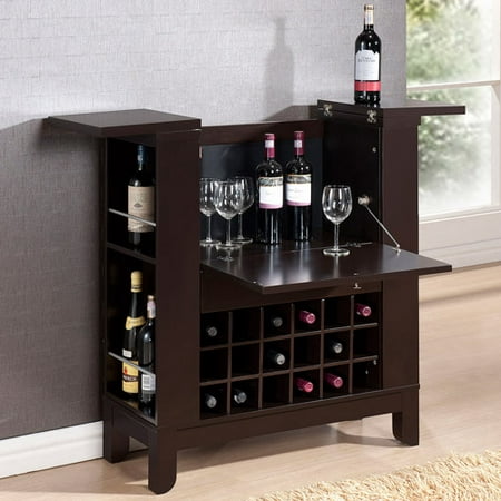 baxton studio modesto modern dry bar and wine cabinet, brown