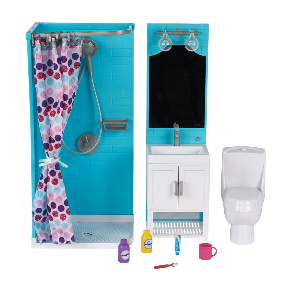 My Life As Bathroom Play Set with Shower and Lightup Vanity for 18