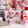 thumbnail image 5 of HOMERAL Christmas Wrapping Paper Roll - Pink Gift Wrap with Gingerbread House, Christmas Tree, Snowman, Flower, Gnome - Perfect for Christmas - 17 Inch X 33 Feet, 5 of 6