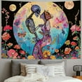 thumbnail image 2 of Creowell Trippy Skeleton Tapestry Aesthetic Moon Flower Wall Tapestry for Bedroom Floral Plants Tapestry The Skull Lovers Tapestry Wall Hanging for Home Decor Painting, 2 of 6