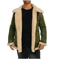 thumbnail image 2 of Mens Fleece Jackets Plus Size Mens Jackets Men Winter Casual Patchwork Turndown Collar Zipper Long Sleeve Coat Jacket, S-5XL, 2 of 7