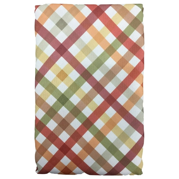 Autumn Gingham Plaid Tablecloth, Red Green & Orange Shades 70" Round