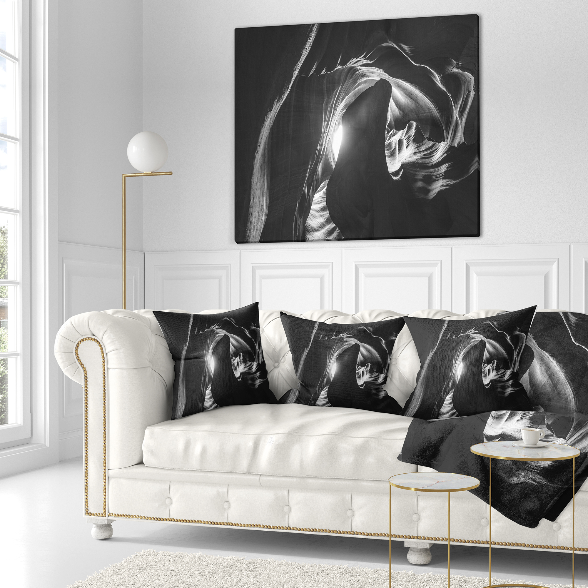 Designart Antelope Canyon in Navajo - Landscape Photography Throw Pillow - 16x16