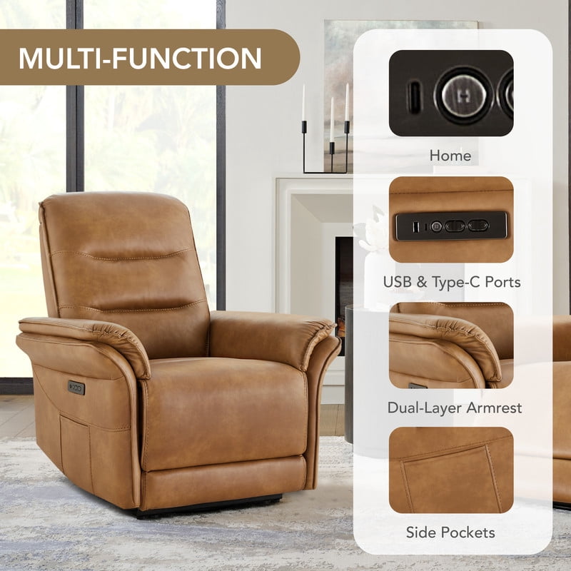 Spruce & SpringDual Motor Zero Gravity Power Recliner with Smart Home Button, Saddle brown