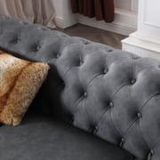 Classic Chesterfield Accent Sofa, Faux Leather Upholstered Sofa Couch with Deep Button Tufted Backrest, 3-Seater Large Sofa Couch with Nailhead trim Arm for Bedroom Living Room Apartment, Dark Grey