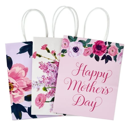 Hallmark Medium Floral Gift Bag Mother's Day Assortment, Pack of 3
