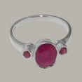 thumbnail image 5 of LBG British Made Traditional Solid 10k White Gold Ring with Natural Ruby Womens Promise Ring - 33 size options - Size 4.25, 5 of 6