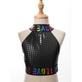 thumbnail image 3 of TiaoBug Kids Girls Sequins Ballet Dance Dress Hip Hop Jazz Dance Crop Top with Mini Skirt Latin Salsa Black M, 3 of 7