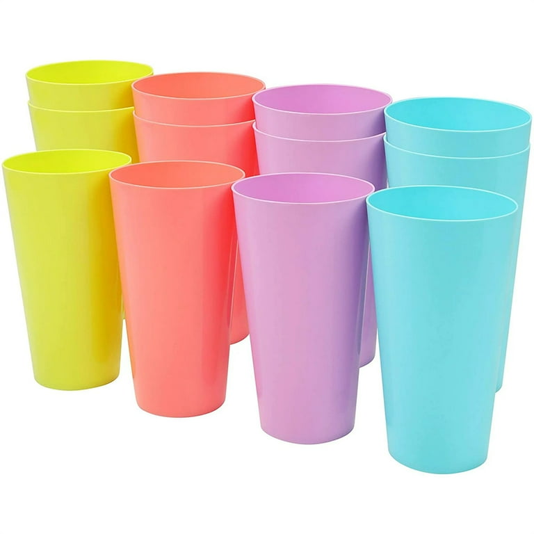 Nogis 24-ounce Plastic Tumblers Large Drinking Glasses, Set of 12  Multicolor - Unbreakable, Dishwasher Safe, BPA Free 