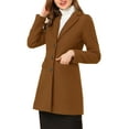 thumbnail image 6 of Unique Bargains Women's Notched Lapel Single Breasted Outwear Long Coat M Dark Brown, 6 of 8