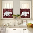 thumbnail image 4 of 3 Piece Christmas Polar Bear Snowflake Kitchen Curtains, Tier and Valance Rod Pocket Window Curtains Set Red Black Check Cafe Curtains for Kitchen Valances Window Treatment 54X18in+27x24in×2, 4 of 5