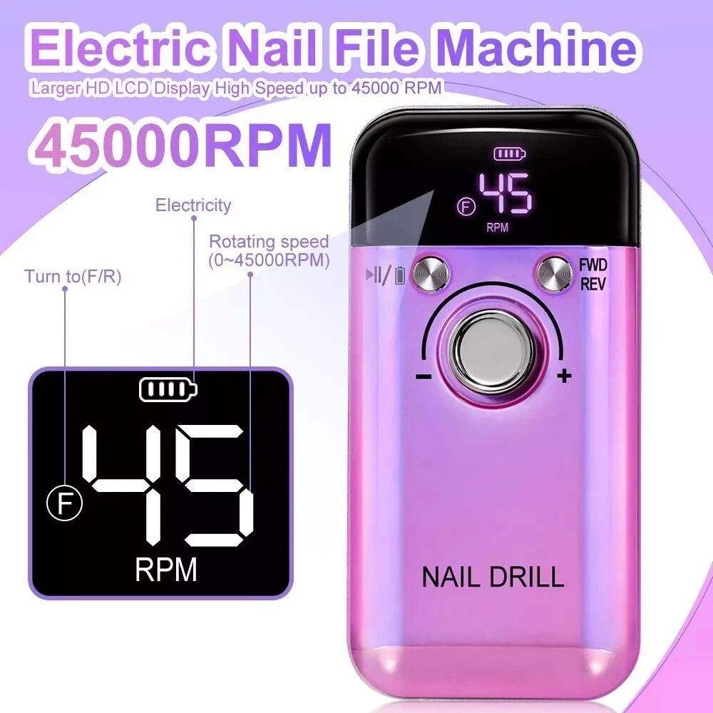 3*pcs  Professional Electric Nail Drill Machine 45000RPM Portable 2025