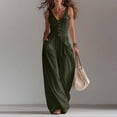 thumbnail image 3 of Inleife Women's Sleeveless V-Neck Button Down Jumpsuit with Pockets, Casual Loose Fit Wide Leg Long Romper, Solid Color Overall for Summer, 3 of 6