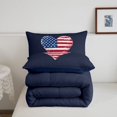 thumbnail image 5 of Manfei Vintage Us Flag Heart Twin Comforter Sets,Navy Bedding Set,Navy Blue Reversible,2pcs,1 Comforter and 1 Pillowcase, 5 of 7