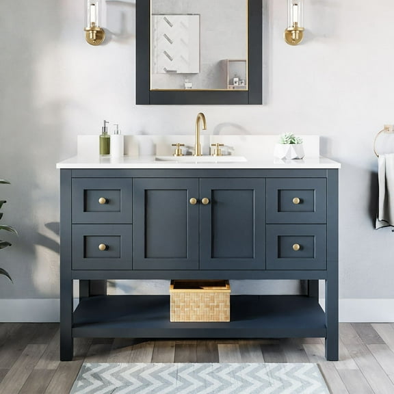 Bristol 48 Inch Modern Console Vanity with Rectangular Undermount Sink - Navy