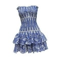 thumbnail image 3 of Vestido corto de fiesta de verano para playa, sin tirantes, con estampado floral, para mujer M, 3 of 9