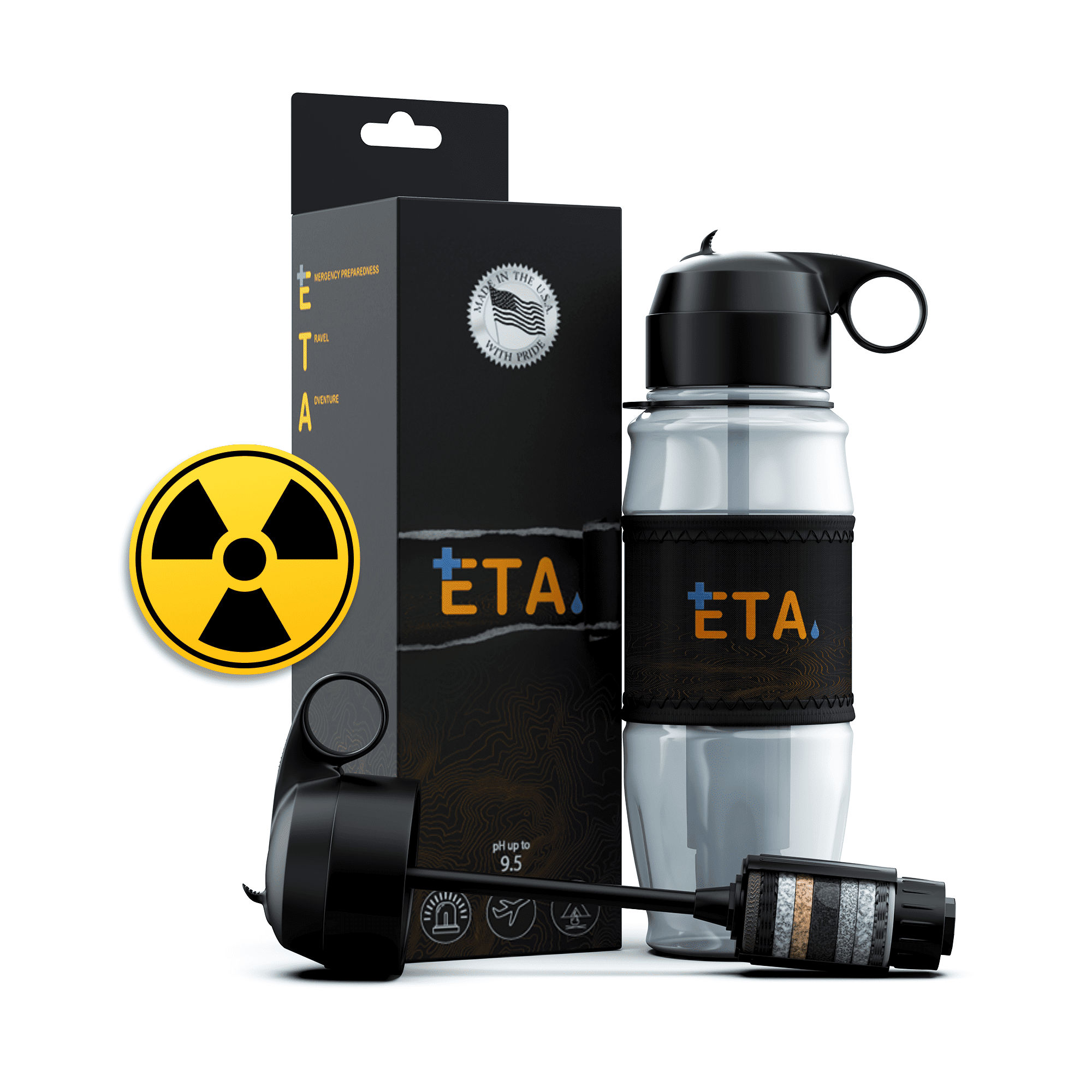 Extreme Filter ETA Alkaline Water Filter Bottle for Travel with Extreme Filter, Made ...