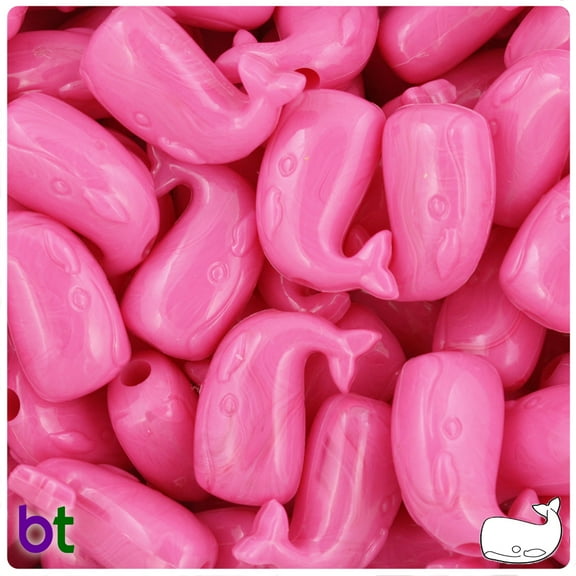 BeadTin Dark Pink Opaque 24mm Whale Pony Beads (24pcs)