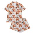 thumbnail image 2 of Arlun Womens Pajama Sets Button up Satin Pjs Short Sleeve and Shorts 2 Piece Pjs Sets Cute Leopard Highlands Beef Graphic Loungewear with Chest Pocket 2-White XL, 2 of 7