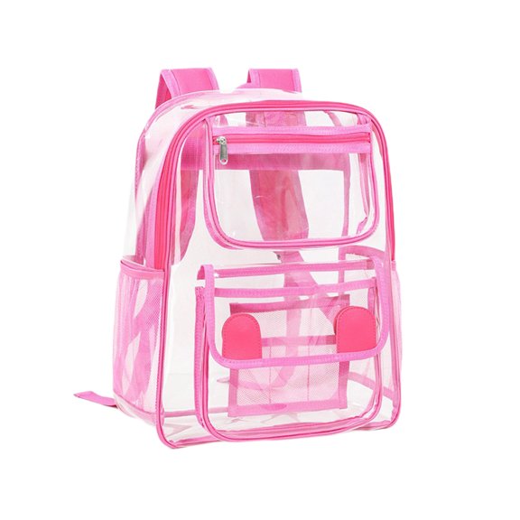 SHENGXINY Clear Backpack,Heavy Duty Clear Backpack Stadium Approved Mini Drawstring Bag for Gym and Daily Activities Pink