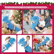 48 inch Giant Axolotl Plush Huge Stuffed Animal, Big Blue Axolotl Glow in The Dark Fluorescent Plushies, Jumbo Salamander Body Pillow Gifts for Kids Adults, Birthday