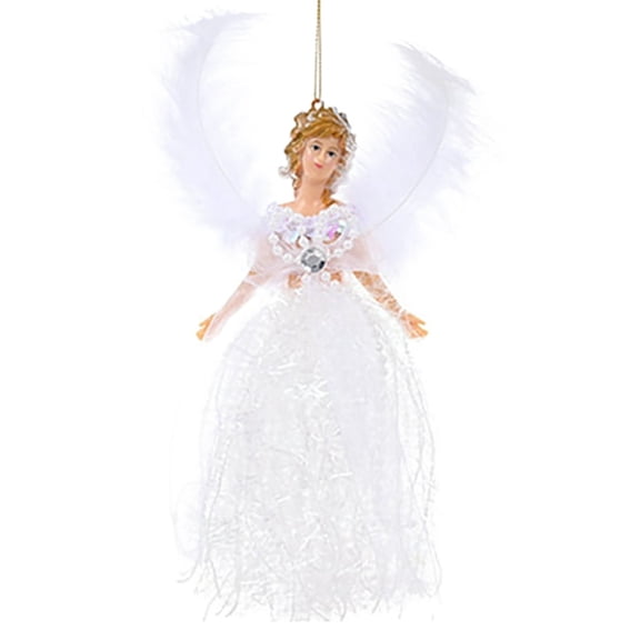 Jierger 7.5In Christmas Tree Topper Fairy Angel Christmas Tree Pendant Fabric Angel Christmas Tree Topper for Christmas Decorations Tree Ornament