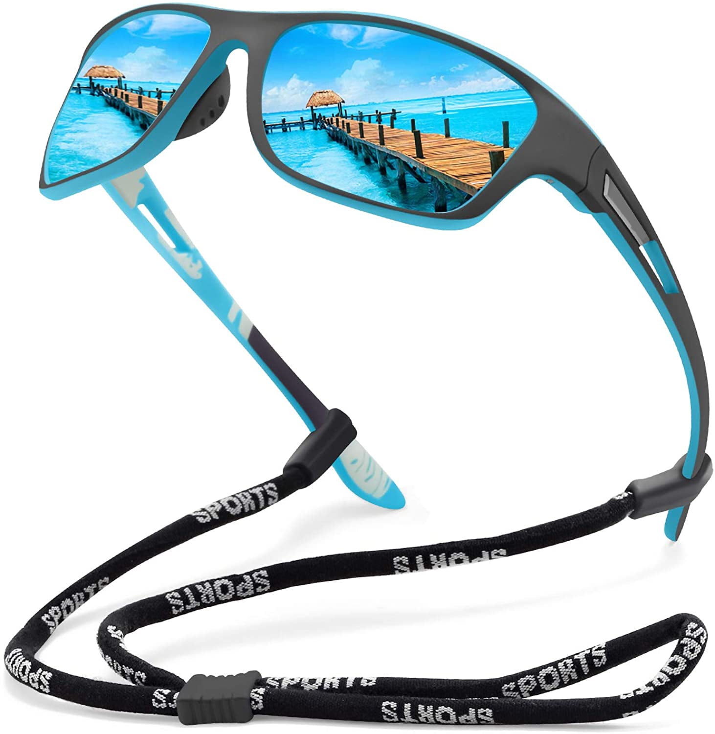 Bevi Sports Sunglasses Polarized UV400 Mirror Glasses Flixable Frame for Women Men Outdoor Exercise