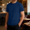 thumbnail image 5 of FINALGANG Mens Crew Neck Plain Blank Solid Color Short Sleeve T-Shirt Regular Fit Basic Daily Outdoor Soft Casual Shirts For Daily Wear Cozy Top Navy XXL, 5 of 5