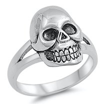CHOOSE YOUR STYLE Oxidized Skull Large Biker Dead Ring .925 Sterling Silver Band Jewelry Female Size 11