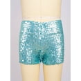 thumbnail image 2 of Miaeowve Girls' Boys' Sequins Shorts Ballet Dance Shorts Sparkle Short Pants Tumbling Athletic Sky Blue 110-120/11, 2 of 7