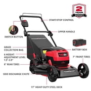 PowerSmart 40V 4.0Ah 17 جزازة العشب اللاسلكي ، مع خيارات 3 في 1