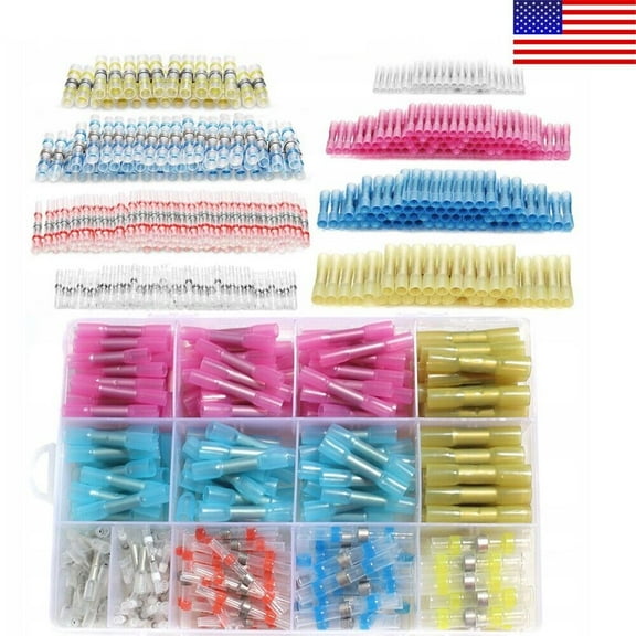 330pcs 22-10AWG Heat Shrink Butt Wire Splice Connectors Seal Crimp Terminals