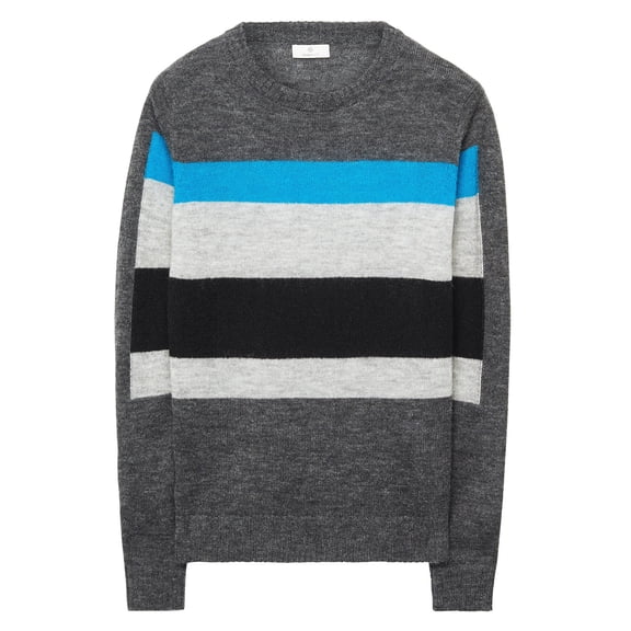 Gant Men's Cube Jacquard Crew Neck Sweater, Charcoal Melange, Medium