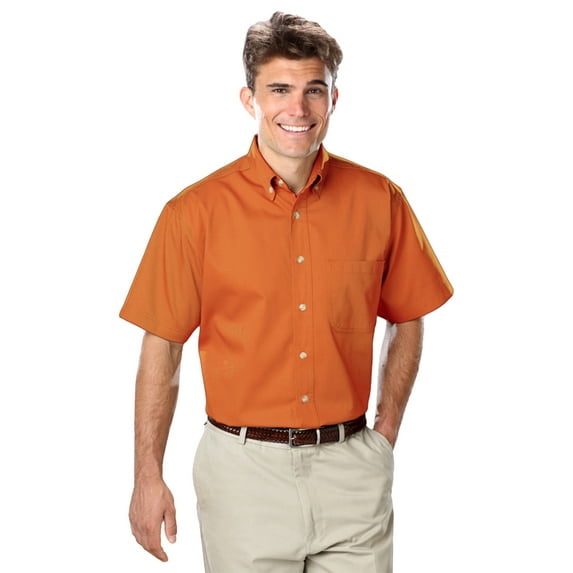 BlueGeneration Mens Short Sleeve 100% Cotton Twil - Orange Large Solid