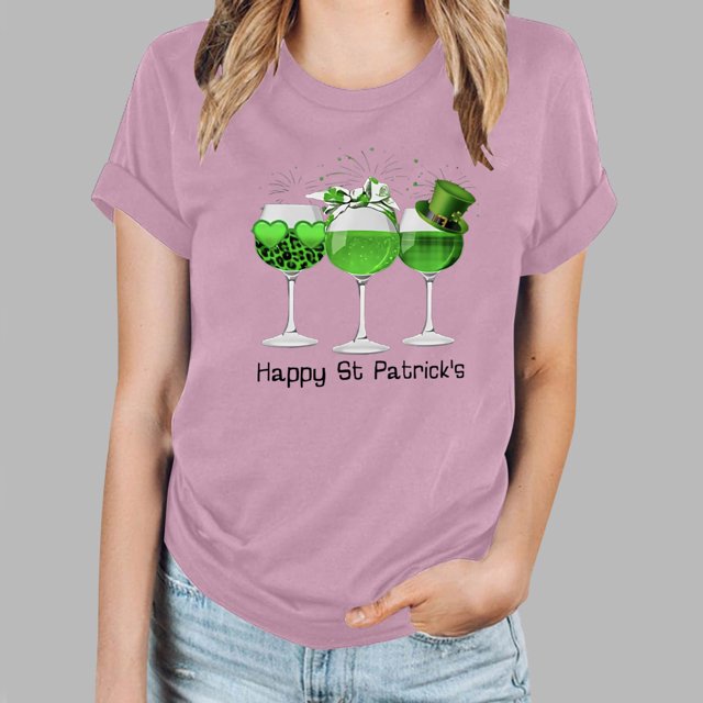 Pntutb T-Shirts à Manches Courtes Grande Taille pour Femmes T-Shirt Décontracté à Col Rond Imprimé pour la Saint-Patrick pour Femmes